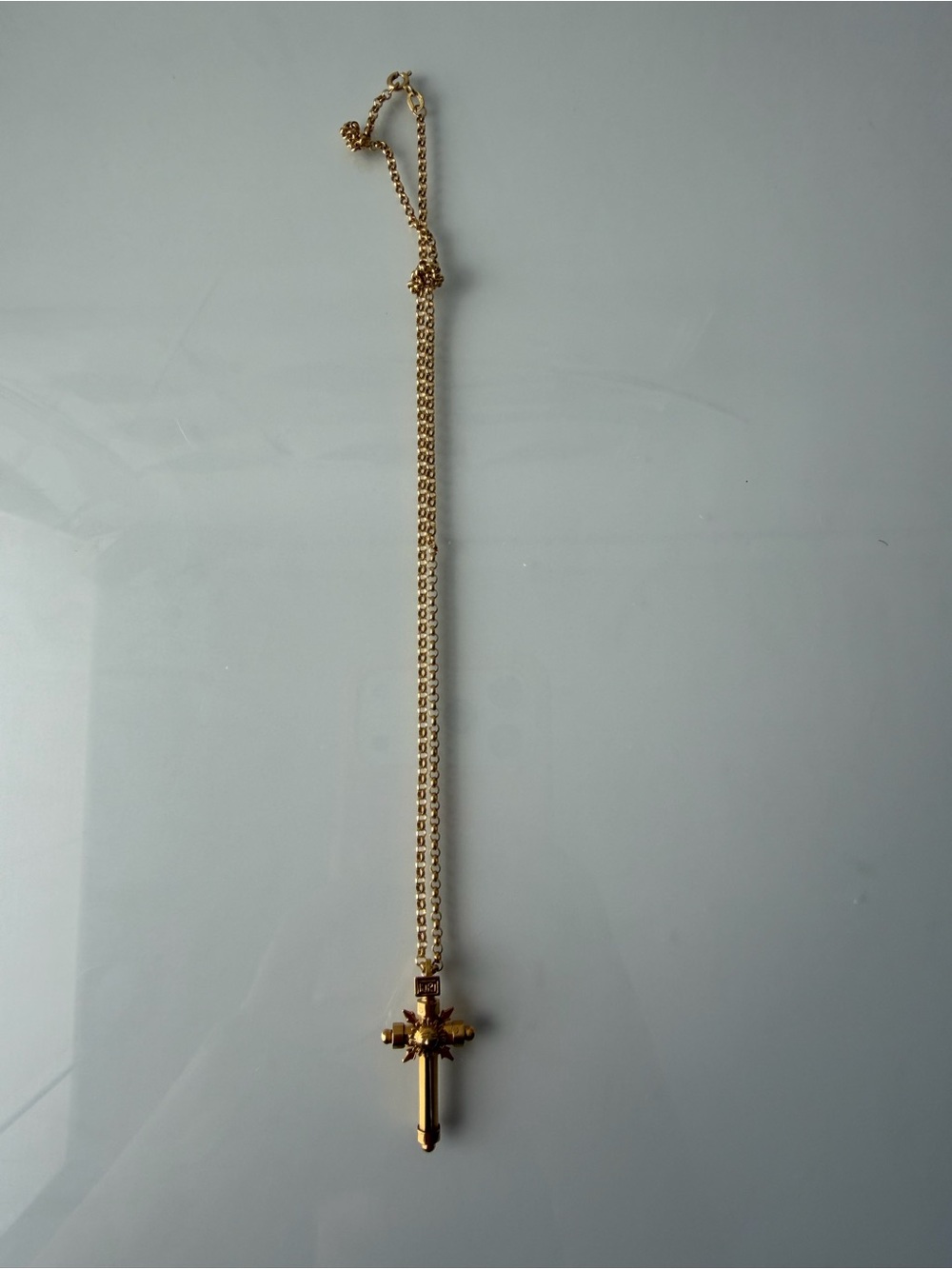 Gold Cross Pendant Necklace - Gold Tone